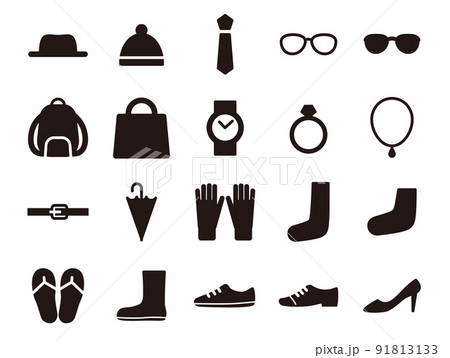 ファッションアイコンのセット_黒ベタ 91813133