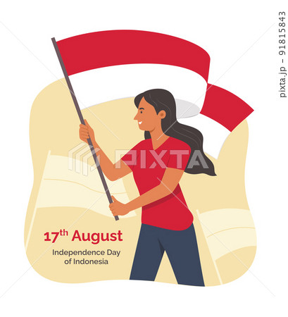 Woman Holding the Indonesian Flag for Celebrate the Indonesia Independence Day Woman Holding the Indonesian Flag for Celebrate the Indonesia Independence Day 91815843