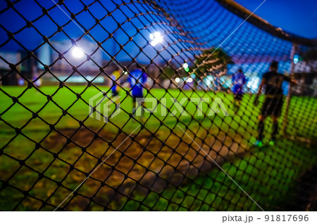 football goal net with blur background 91817696