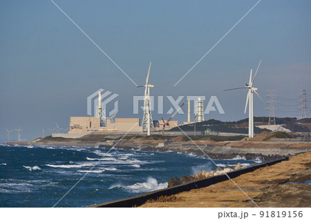 静岡県 御前崎の海岸と浜岡原子力発電所 静岡県 御前崎の海岸と浜岡原子力発電所 91819156