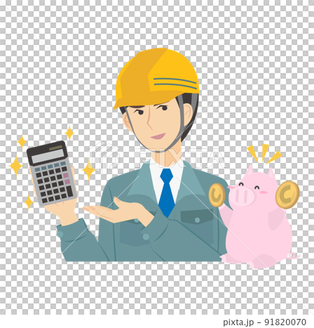 建築施工の4大管理（原価管理）をする男性 91820070