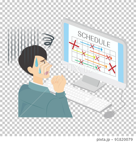 建築施工の4大管理（工程管理）をパソコンで上手にできない男性 91820079