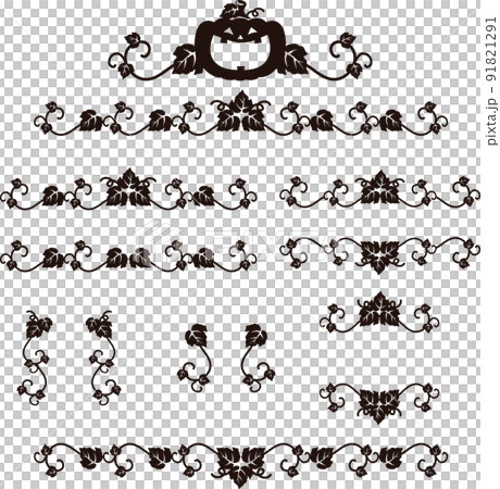 Halloween pumpkin decoration vine decoration line autumn October ruled line decoration ruled illustration material set 91821291