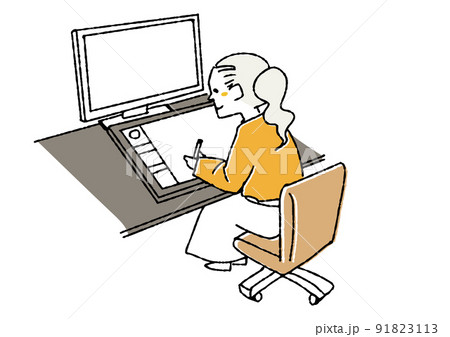 液晶タブレットを使って絵を描くクリエイター パソコンを使いクリエイティブな仕事をする人 液晶タブレットを使って絵を描くクリエイター パソコンを使いクリエイティブな仕事をする人 91823113