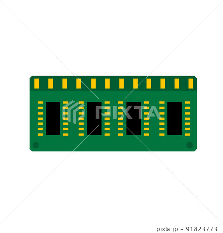 Computer Chip Hardware. Green microchip. Microprocessor and microcircuit icon 91823773