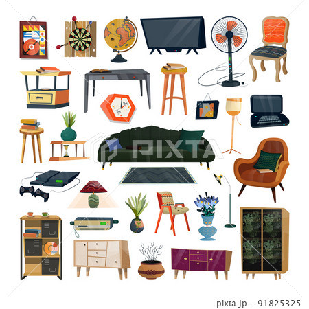 Set of Items for the Living Roomのイラスト素材 [91825325] - PIXTA
