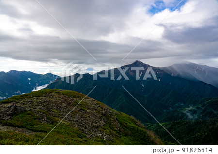仙丈ケ岳から白峰三山を見る 91826614