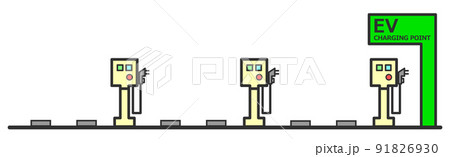 電気自動車を充電するEV充電設備のイラスト 91826930