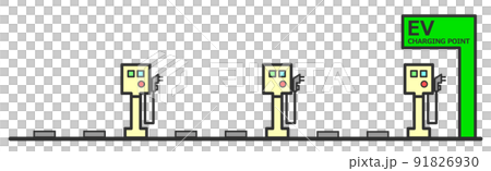 電気自動車を充電するEV充電設備のイラスト 91826930