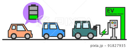 EVスポットで充電待ちをする電気自動車のイラスト 91827935