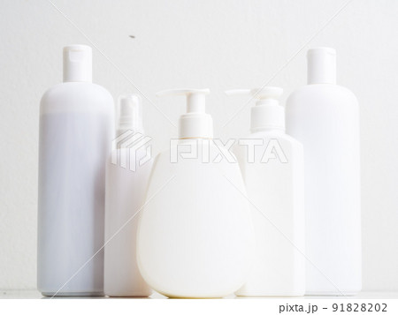 Set of blank cosmetic products bottle mock up with pump cap, Cosmetic package collection 91828202