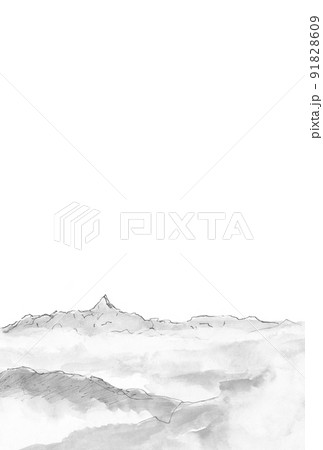喪中はがき【四阿山より望む槍穂高連峰】白黒 91828609