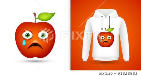 Apple on white sweatshirt hoodie. Vector Apple on white sweatshirt hoodie. Vector 91828883