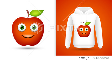Apple on white sweatshirt hoodie. Vector 91828898