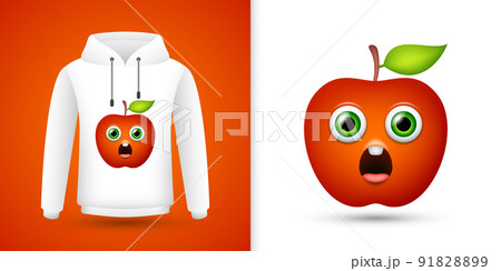 Apple on white sweatshirt hoodie. Vector 91828899