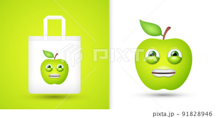 Apple on white tote bag. Vector 91828946