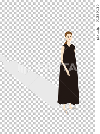 女性がワンピースを着て立っているイラスト 91829159