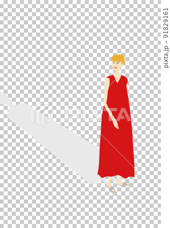 女性がワンピースを着て立っているイラスト 91829161