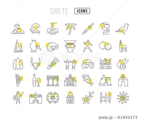 Set of linear icons of Crete 91830373