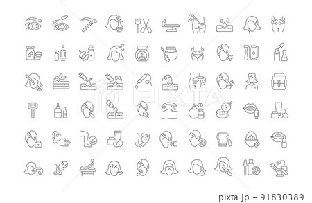 Set Vector Line Icons of Cosmetology. Set Vector Line Icons of Cosmetology. 91830389