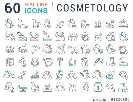 Set Vector Line Icons of Cosmetology. Set Vector Line Icons of Cosmetology. 91830396