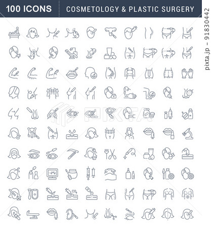 Set Vector Line Icons of Cosmetology and Plastic Surgery. 91830442