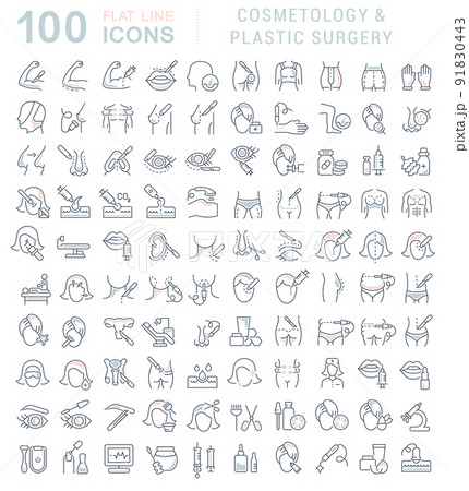 Set Vector Line Icons of Cosmetology and Plastic Surgery. 91830443