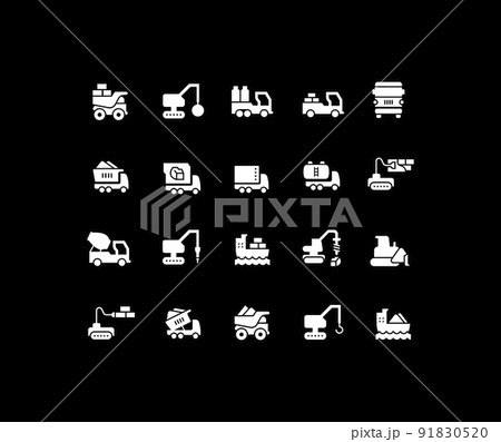 Set of Simple Icons of Construction Transport Set of Simple Icons of Construction Transport 91830520