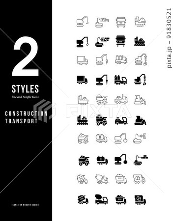 Simple Line Icons of Construction Transport Simple Line Icons of Construction Transport 91830521