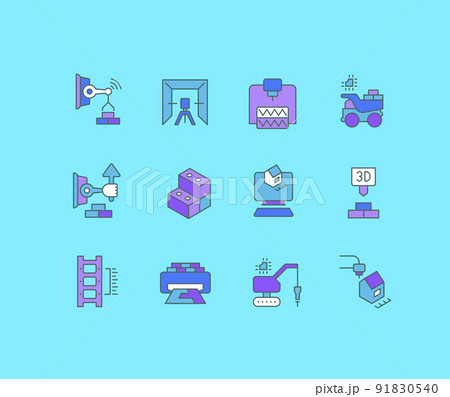 Set of Simple line Icons of Construction Technology Set of Simple line Icons of Construction Technology 91830540