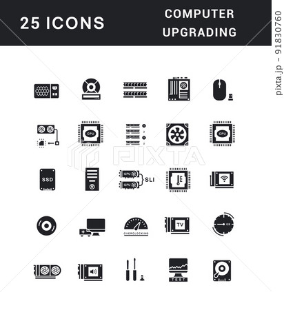 Set of Simple Icons of Computer Upgrading 91830760