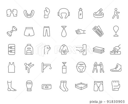 Set Vector Line Icons of Combat Sport. Set Vector Line Icons of Combat Sport. 91830903