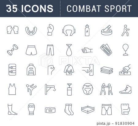 Set Vector Line Icons of Combat Sport. 91830904