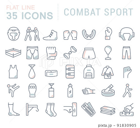 Set Vector Line Icons of Combat Sport. 91830905