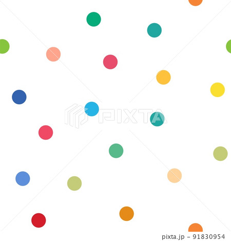 Seamless pattern of colored polka dots on a white background. Seamless pattern of colored polka dots on a white background. 91830954