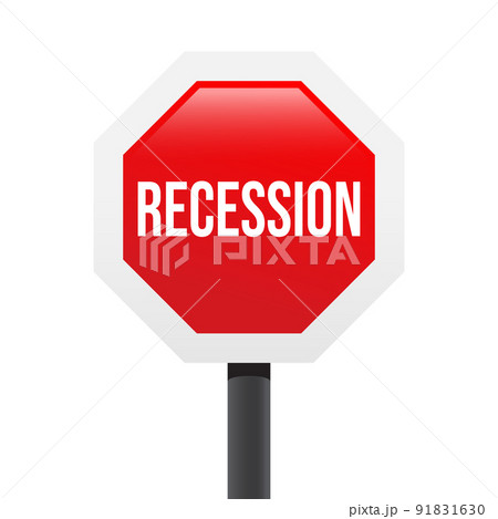 Business warning sign. Symbol of danger, failure, bankruptcy, recession, and crisis. vector illustration