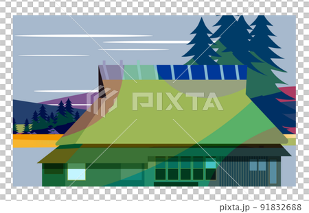 An old folk house that weaves the beautiful... - Stock Illustration ...