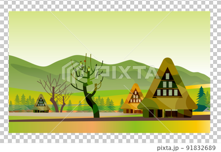 An old folk house that weaves the beautiful four seasons of Japan. The gentle taste of Japanese houses is embossed. With background 91832689