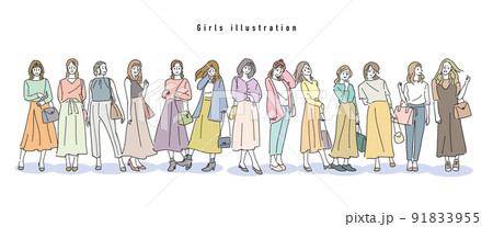 人物 女性 おしゃれイラスト素材 人物 女性 おしゃれイラスト素材 91833955