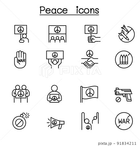 Peace icon set in thin line style 91834211