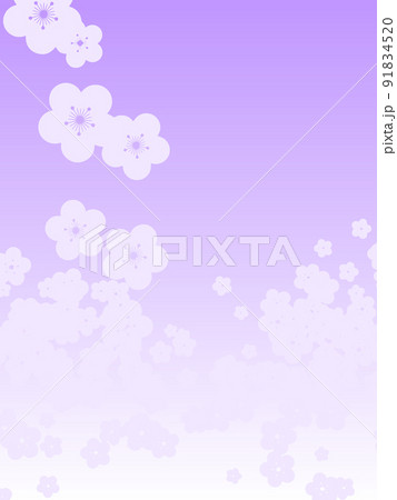 紫色の梅柄和柄 ベクター 縦型 年賀状背景のイラスト素材 9145