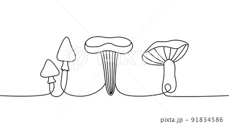 Set of Mushroom one line continuous drawing. Mushroom continuous one line set illustration. Vector minimalist linear illustration Set of Mushroom one line continuous drawing. Mushroom continuous one line set illustration. Vector minimalist linear illustration 91834586