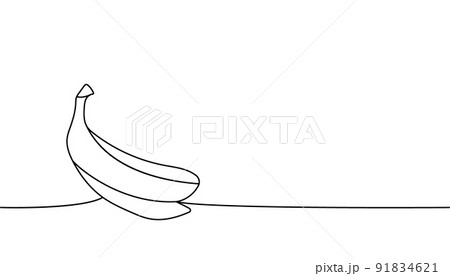 Peel of banana one line continuous drawing. Banana Peel continuous one line illustration. Vector minimalist linear illustration. Peel of banana one line continuous drawing. Banana Peel continuous one line illustration. Vector minimalist linear illustration. 91834621