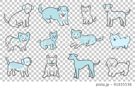 手繪可愛狗狗套裝 2 藍色 91835536