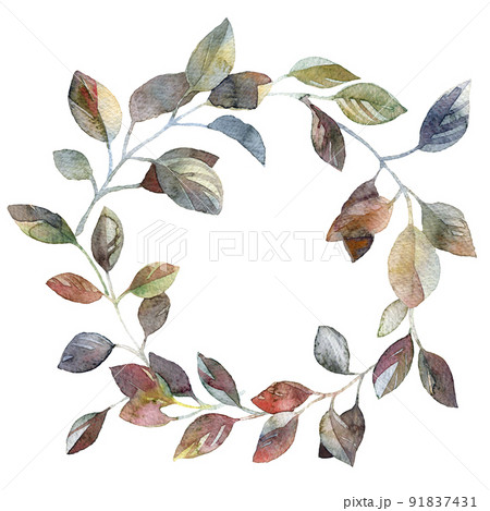 Watercolor leaves wreath Watercolor leaves wreath 91837431