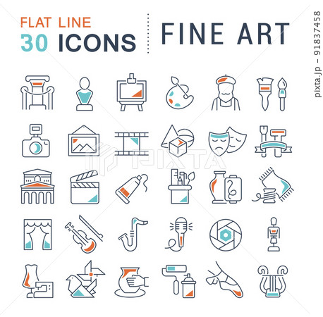 Set of vector line icons of fine art for modern concepts, web and apps. 91837458