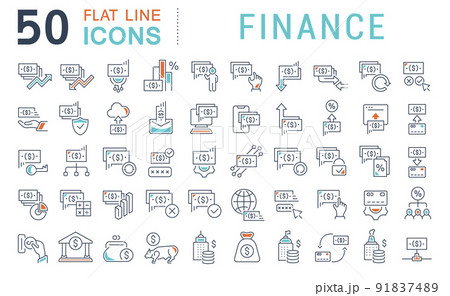 Set of vector line icons of finance for modern concepts, web and apps. 91837489