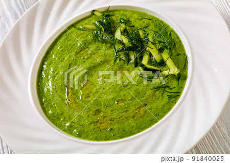 Tarator, summer cold cucumber soup in bowl Tarator, summer cold cucumber soup in bowl 91840025