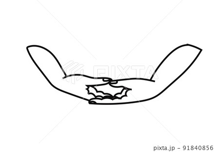 両手を組んだ印の法界定印 91840856