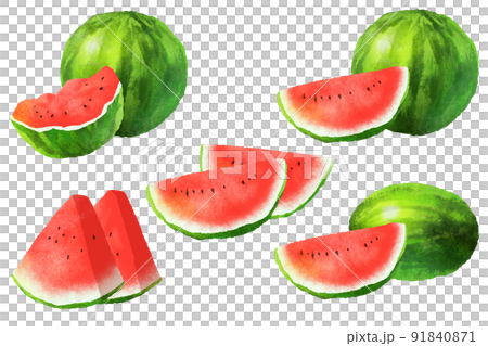 西瓜插畫素材集 91840871